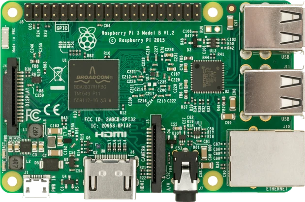 Raspberry Pi 3 board, top view